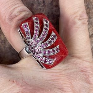 Gem Insider Sterling Coral & Garnet ring size 7